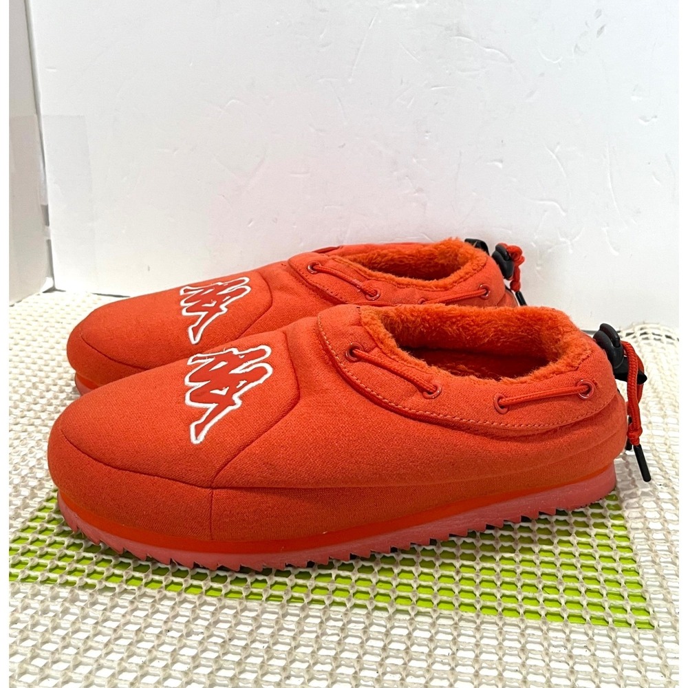 Kappa Banda Slippers Mens Orange Faux Fur Lined Slip On Mules Shoes